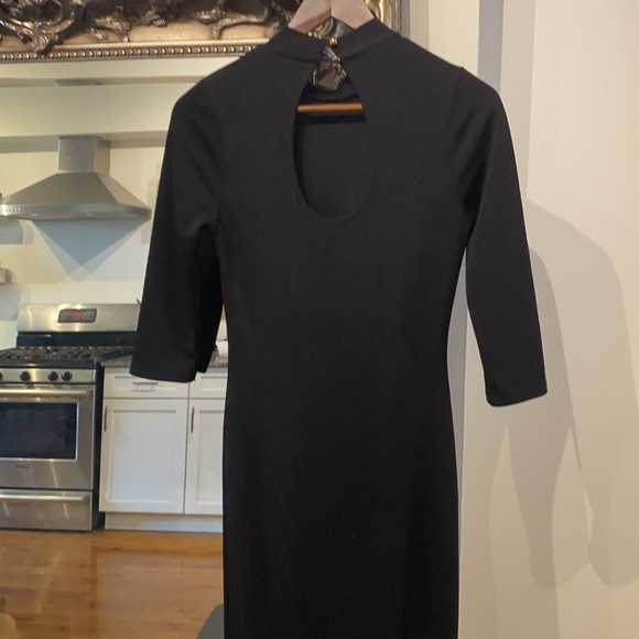 GORGEOUS High Thigh Slit Floor Length Dress Form Fitting with High Neckline - Picture 5 of 6